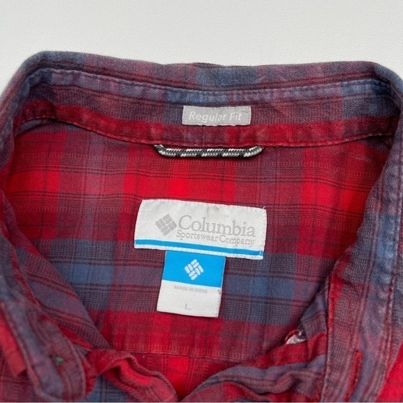 Columbia Shirt Plaid Red Gorp Outdoor Hiking Camping Western Long Sleeve Work - Picture 12 of 13